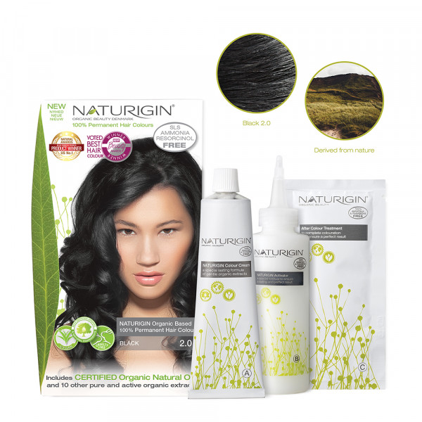 Черный цвет тон 2.0 органическая краска для волос Naturigin