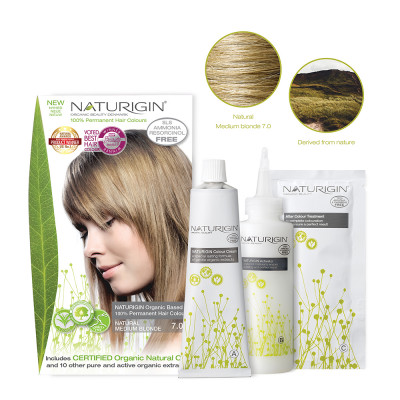 Натуральный русый средний тон 7.0 органическая краска для волос Naturigin
