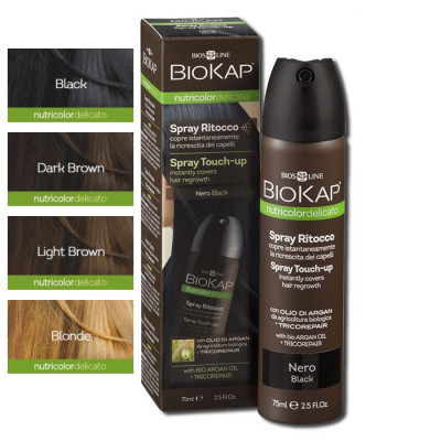 Черный оттеночный спрей для отросших корней волос Biokap