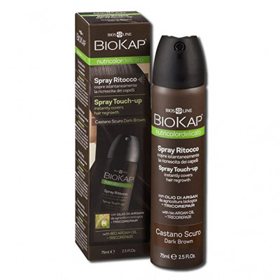 Темно каштановый оттеночный спрей для отросших корней волос Biokap