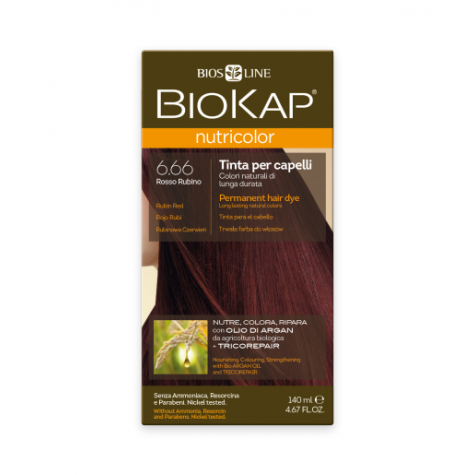 Тон 6.66 краска для волос цвет рубиново-красный Biokap Nutricolor