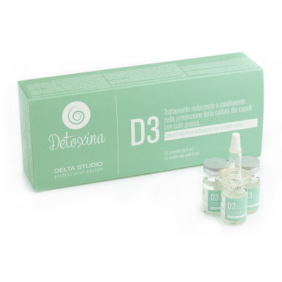 Ампулы Detoxina D3 против выпадения жирных волос Delta BKB